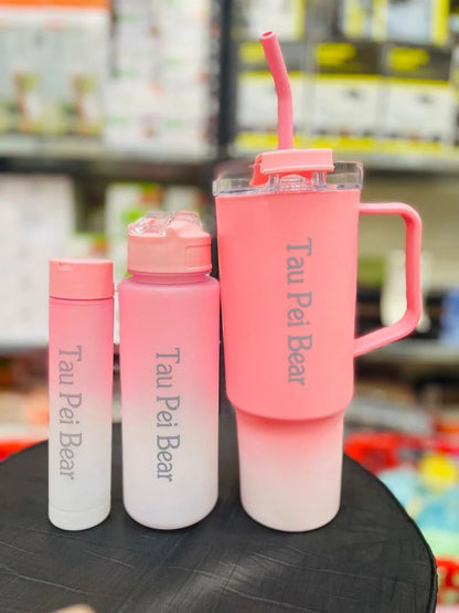 3-piece tumbler bottle set with straw