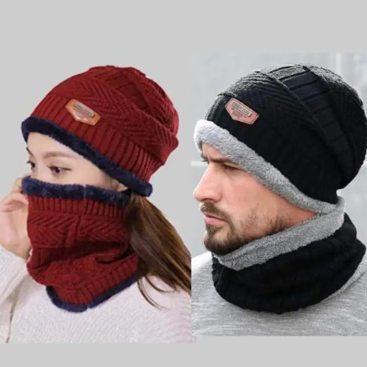 Stylish knitted beanie set